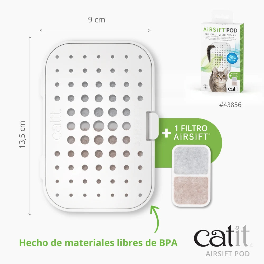 Soporte y almohadilla reductora de olores de gatos Catit Airsift Pod