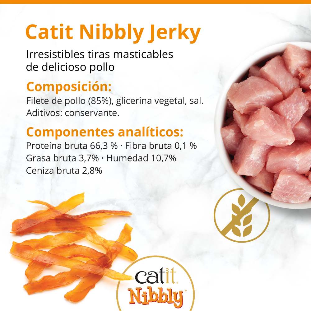 Snacks masticables para gatos Catit Nibbly Jerky