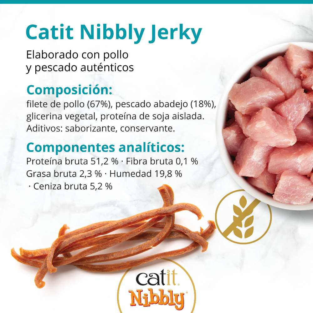 Snacks masticables para gatos Catit Nibbly Jerky