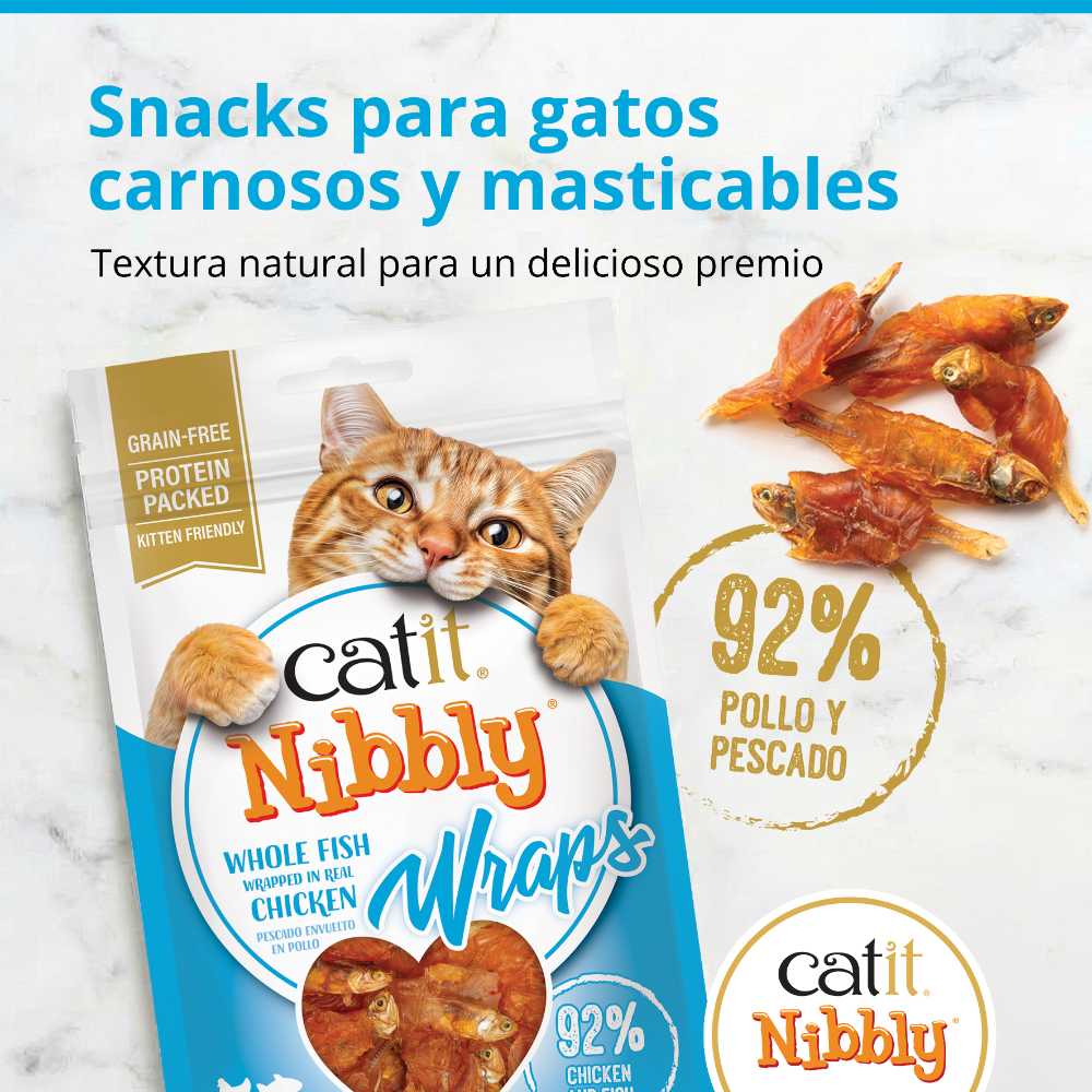 Snacks masticables para gatos Catit Nibbly Wraps
