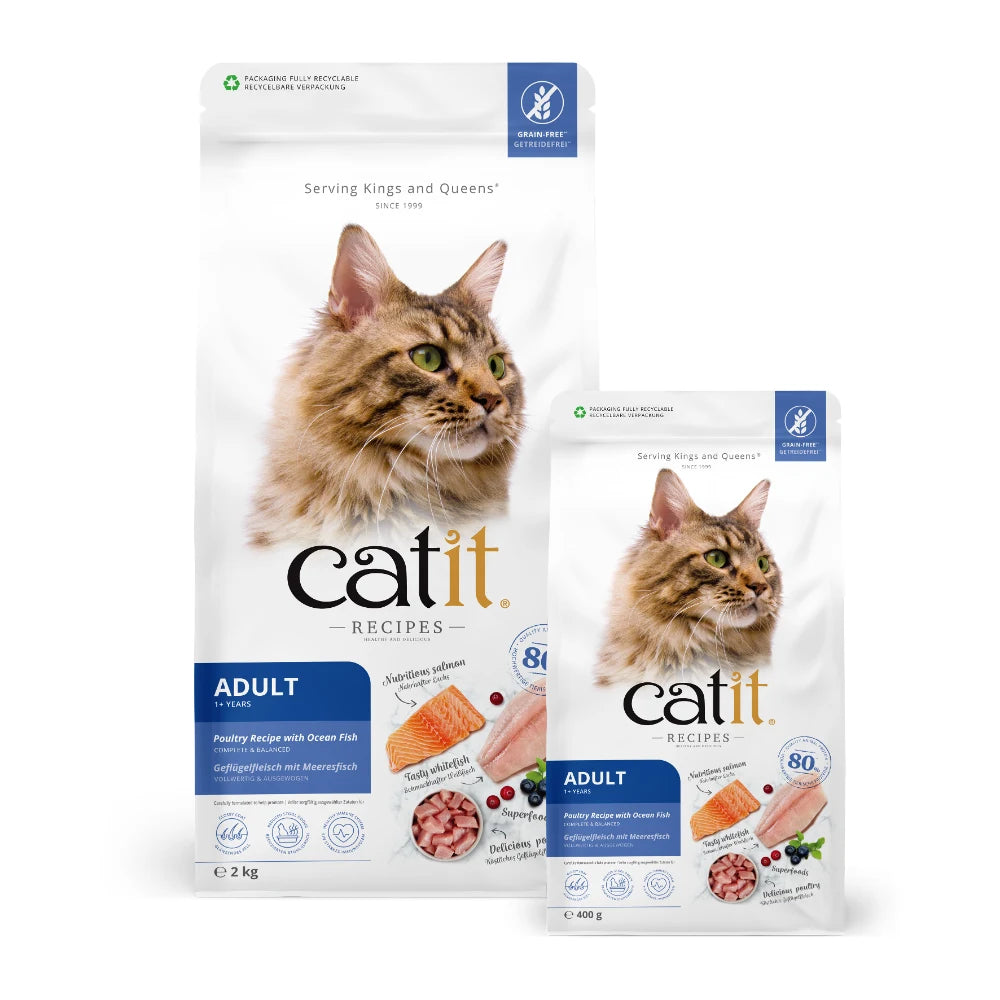 Pienso para gatos con estómago sensible Catit Recipes - Receta de Aves con Pescado de Mar para ADULTO