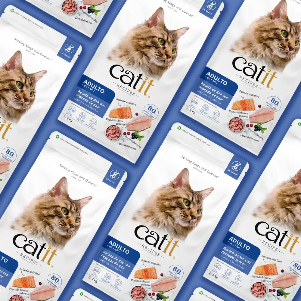 Pienso para gatos con estómago sensible Catit Recipes - Receta de Aves con Pescado de Mar para ADULTO