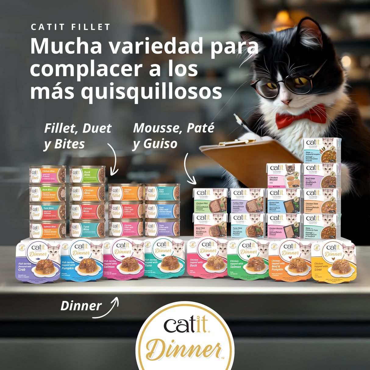 Tarrina de pollo de doble capa para gatos Catit Cuisine Dinner