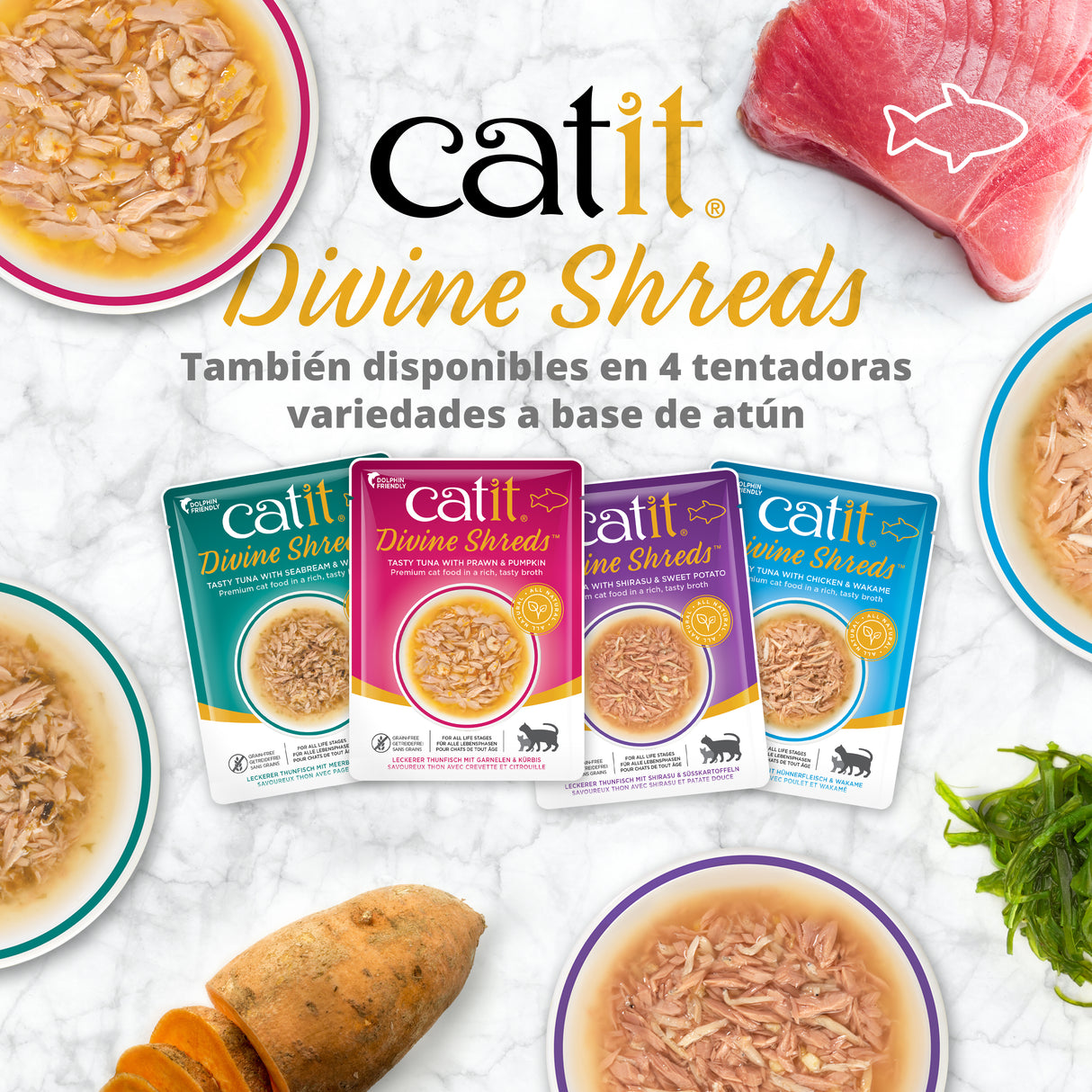 Sopa para Gatos Catit Divine Shreds - Multipack 12 unidades