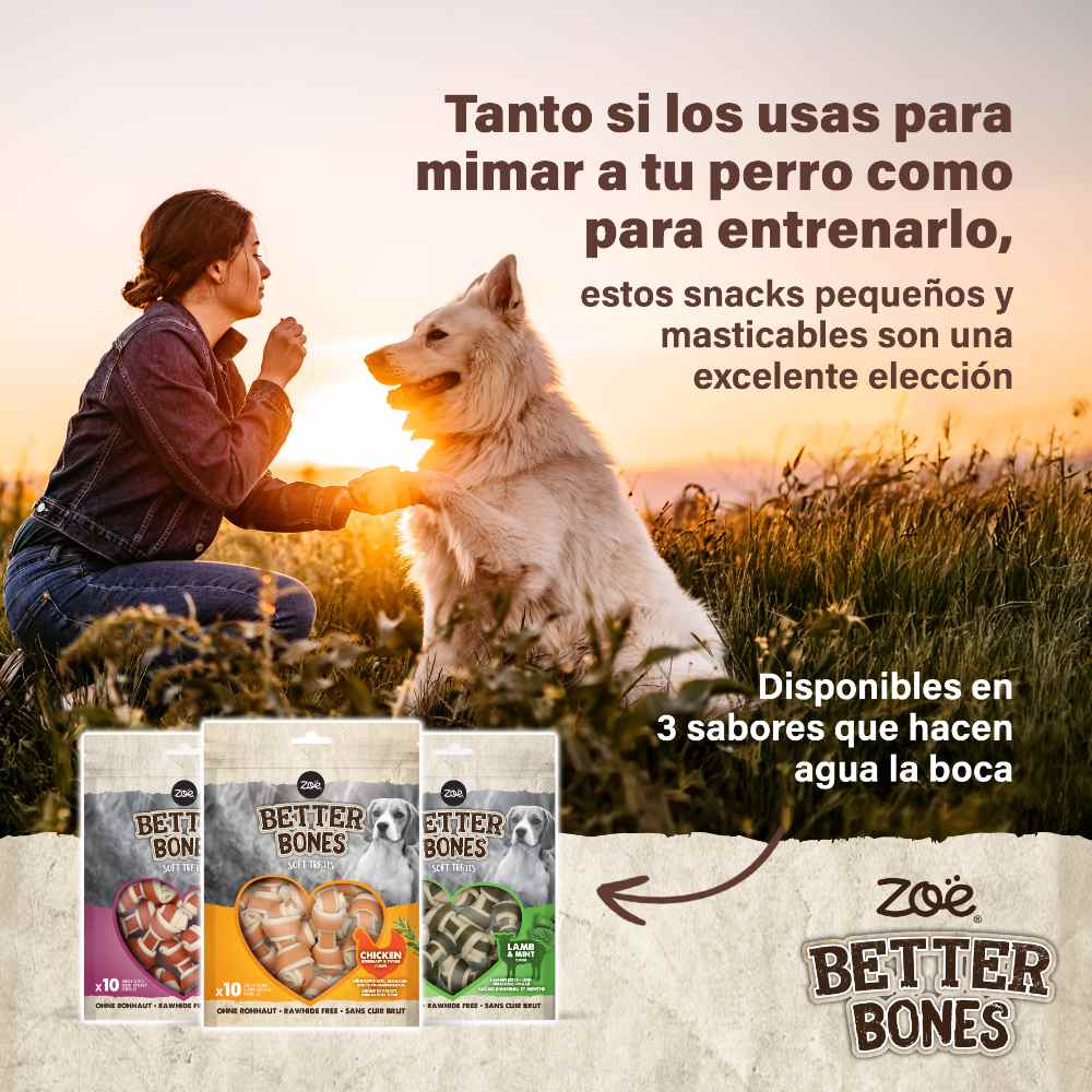 Huesitos suaves para perros Zoë Better Bones Pack de 10