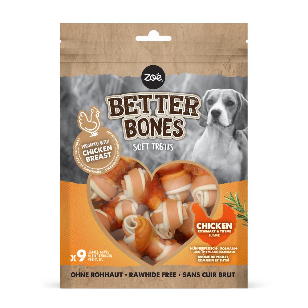 Snacks suaves envueltos en pollo para perros Zoë Better Bones