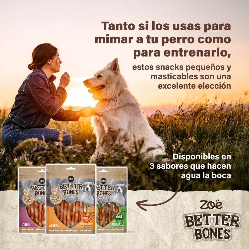 Twists envueltos en pollo para perros Zoë Better Bones Pack de 27