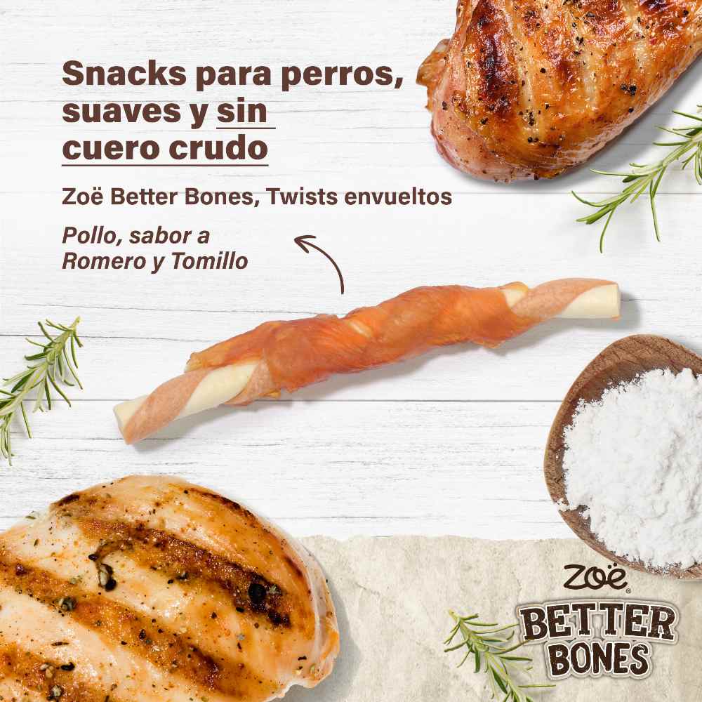 Twists envueltos en pollo para perros Zoë Better Bones Pack de 27