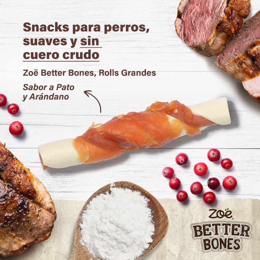 Rolls grandes envueltos en pollo para perros Zoë Better Bones Pack de 10