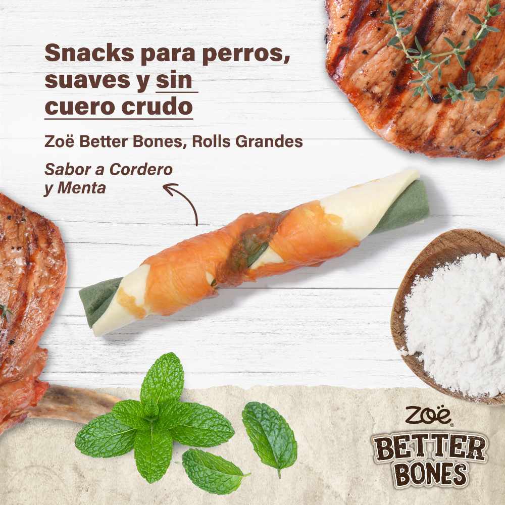 Rolls grandes envueltos en pollo para perros Zoë Better Bones Pack de 10