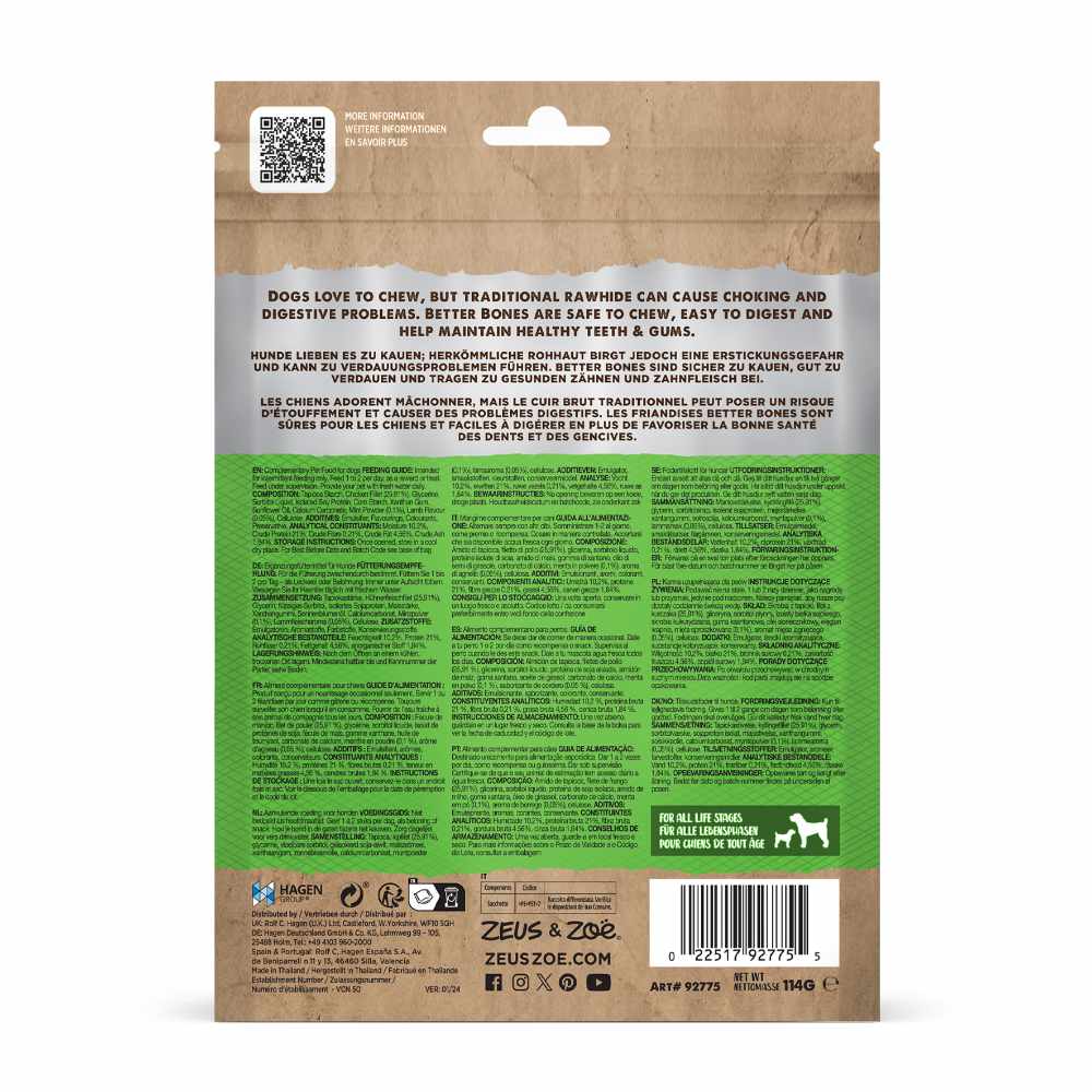 Snacks suaves envueltos en pollo para perros Zoë Better Bones