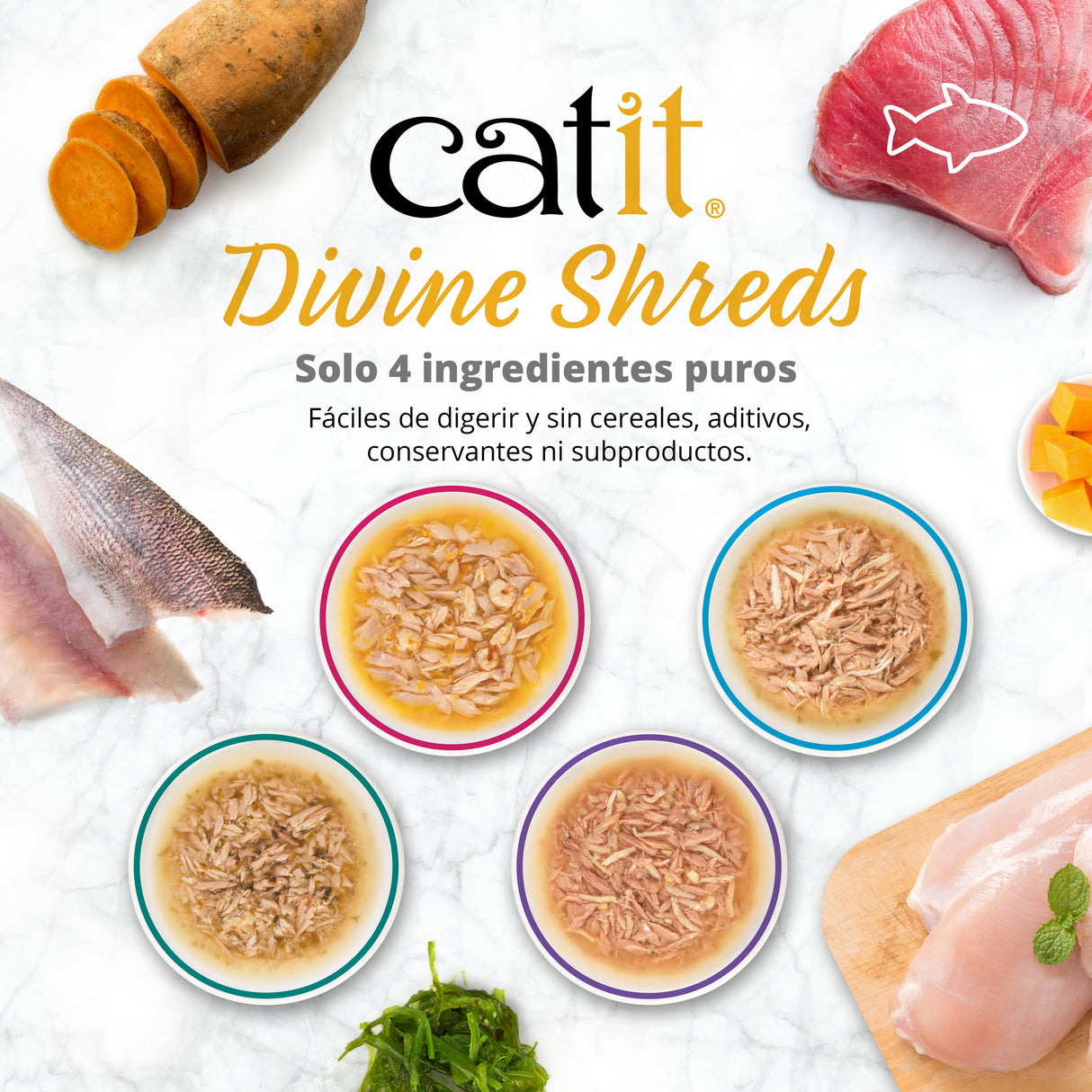 Sopa para Gatos Catit Divine Shreds - Multipack 12 unidades