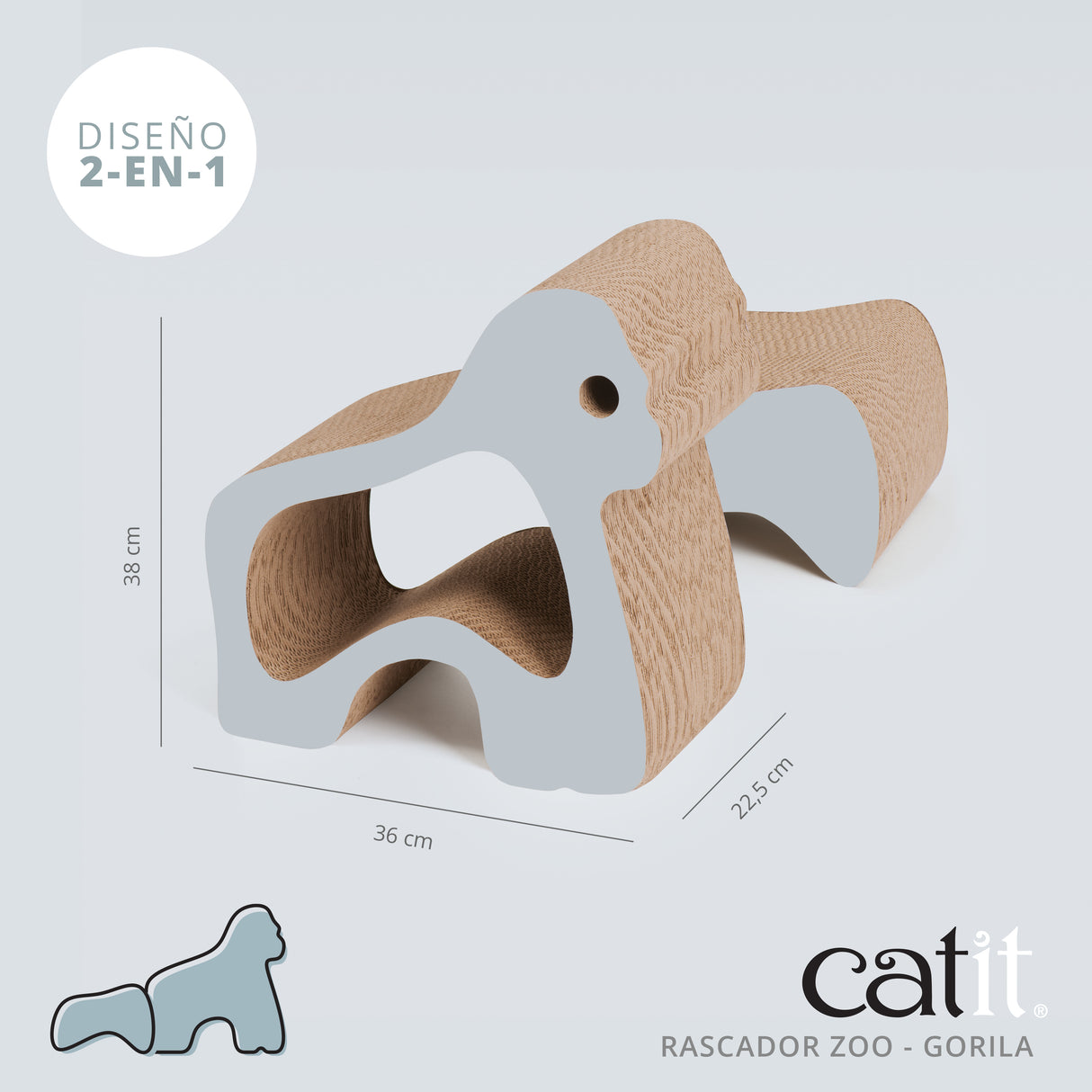 Rascador de cartón 2-en-1 con forma de animales Catit Zoo