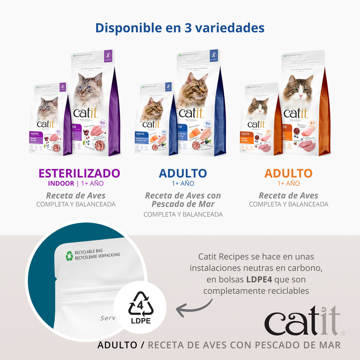 Pienso para Gatos Catit Recipes -Receta de Aves con Pescado de Mar para ADULTO